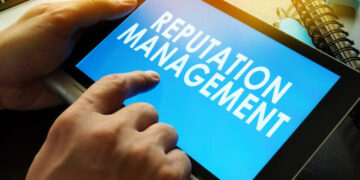 Reputation management on a screen of tablet.