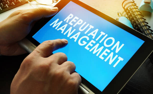 Reputation management on a screen of tablet.